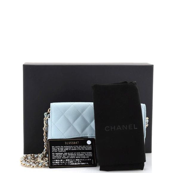 Chanel Classic Flap Phone Holder with Chain Quilted Caviar Blue - Picture 2 of 8